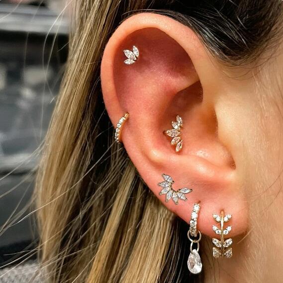 16G Surgical Steel Moon Star Sleeper Tragus Stud | HSPJ19113