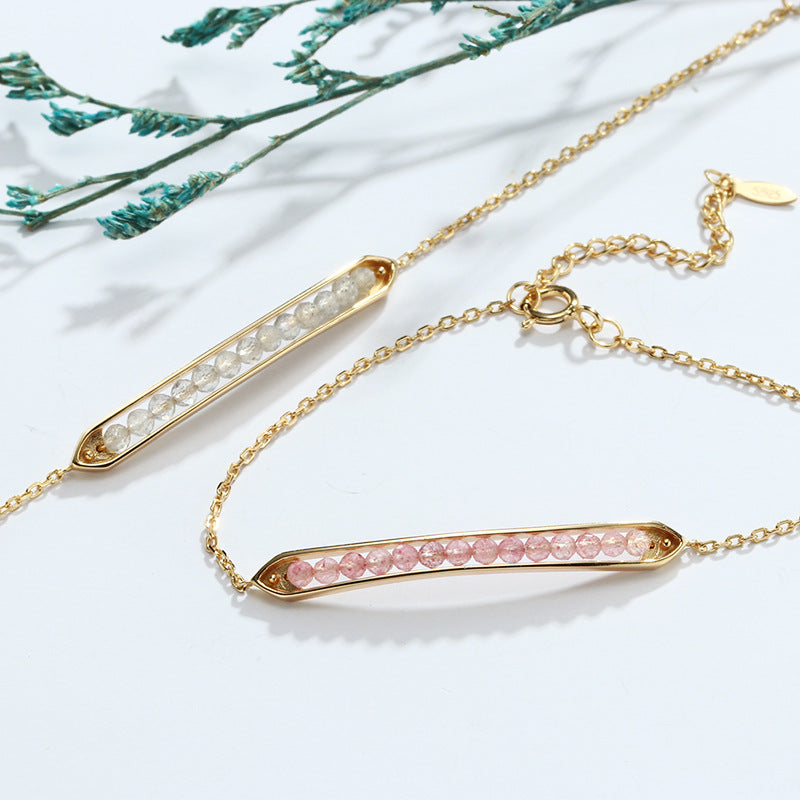 Strawberry Quartz Bar Bracelet