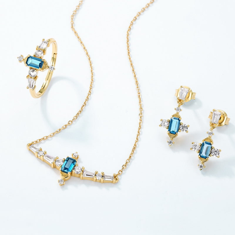 Royal London Blue Baguette Earring