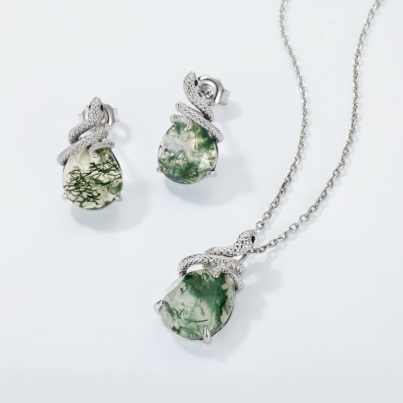 Nature inspired Moss Agate Leaf Ring