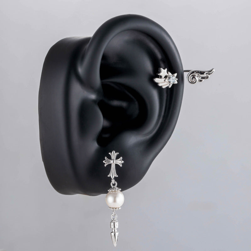 C-Shape Catching Star Pearl Cross Conch Piercings