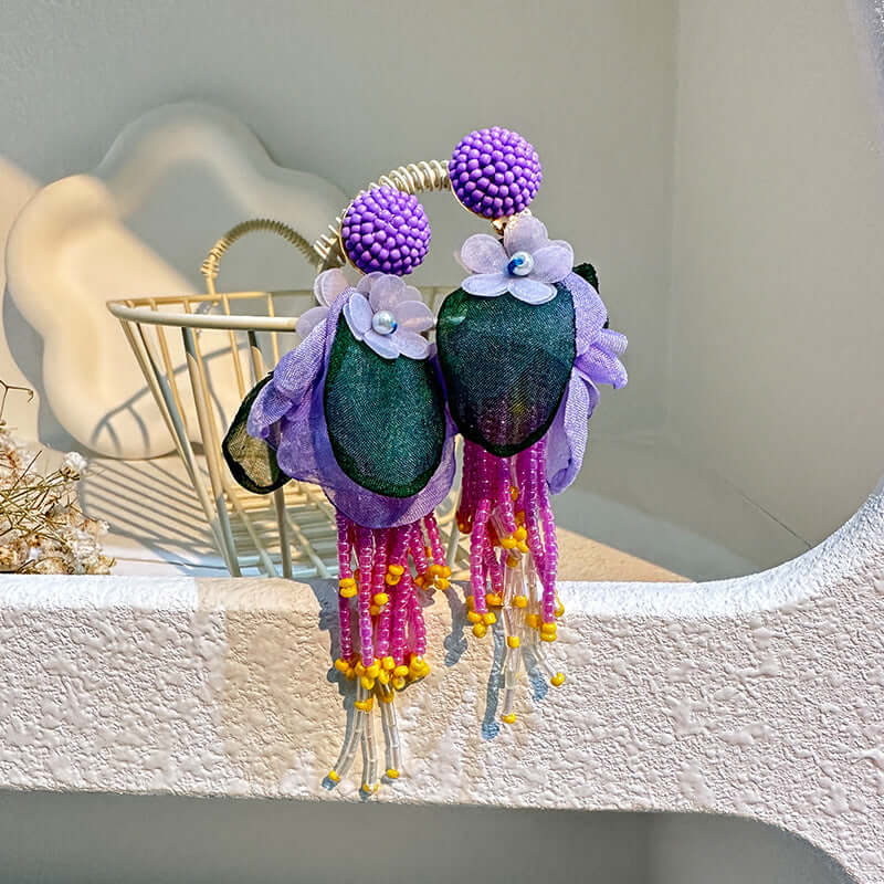 Bohemian Glass Bead Chandelier Earring