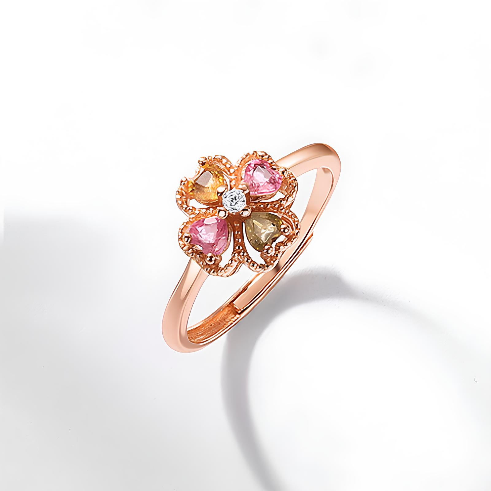Rose Gold Flower Tourmaline Ring