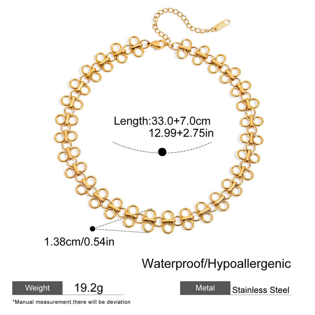 Titanium Clover Leaves Choker Necklace