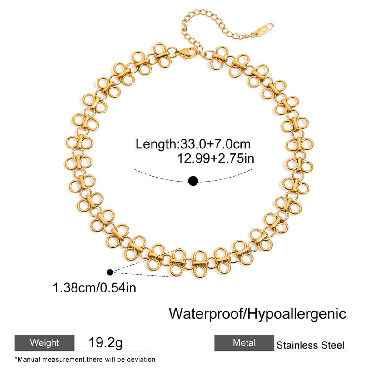 Titanium Clover Leaves Choker Necklace