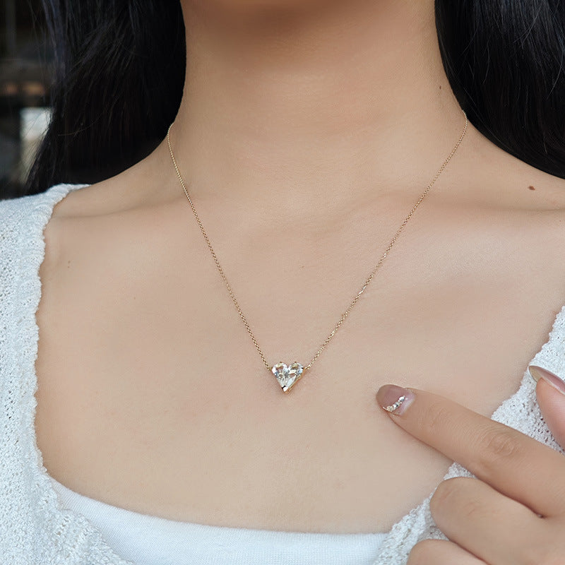 Clear Quartz Invisible Heart Chain Necklace