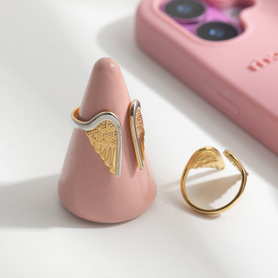 2 Tones Angel Wing Open Ring
