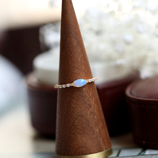 Marquise Opal Thin Band Ring