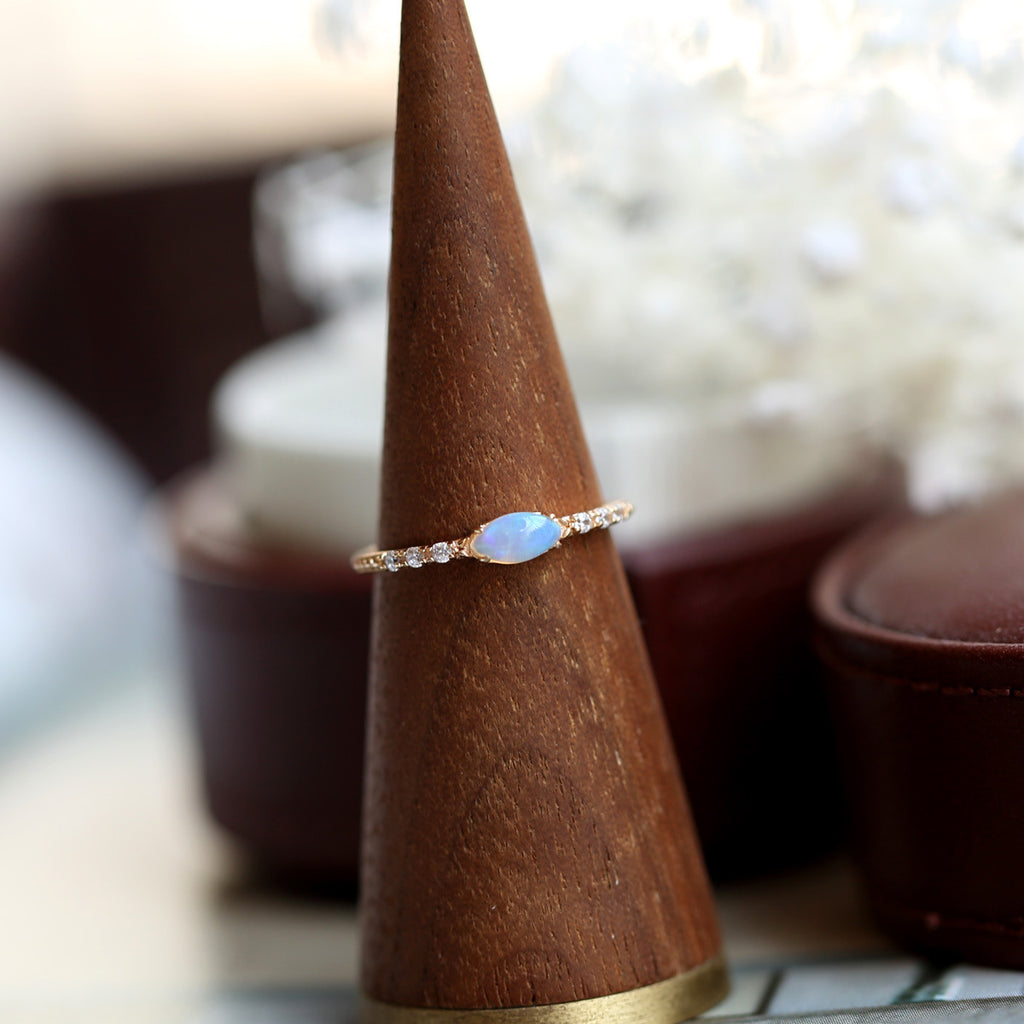 Marquise Opal Thin Band Ring