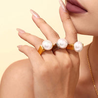 Exaggerate Pearl Thumb Statement Ring