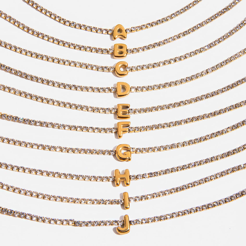 Alphabet Letter Waterproof Tennis Bracelet