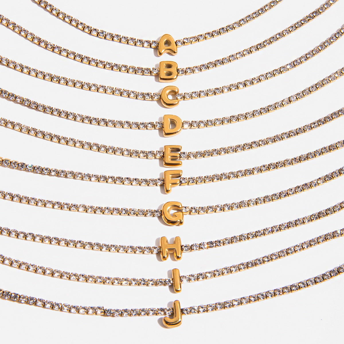 Alphabet Letter Waterproof Tennis Bracelet