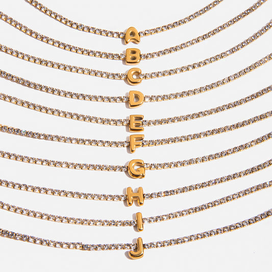 Alphabet Letter Waterproof Tennis Bracelet