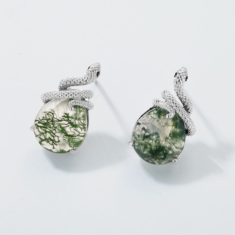 Nature inspired Moss Agate Leaf Ring