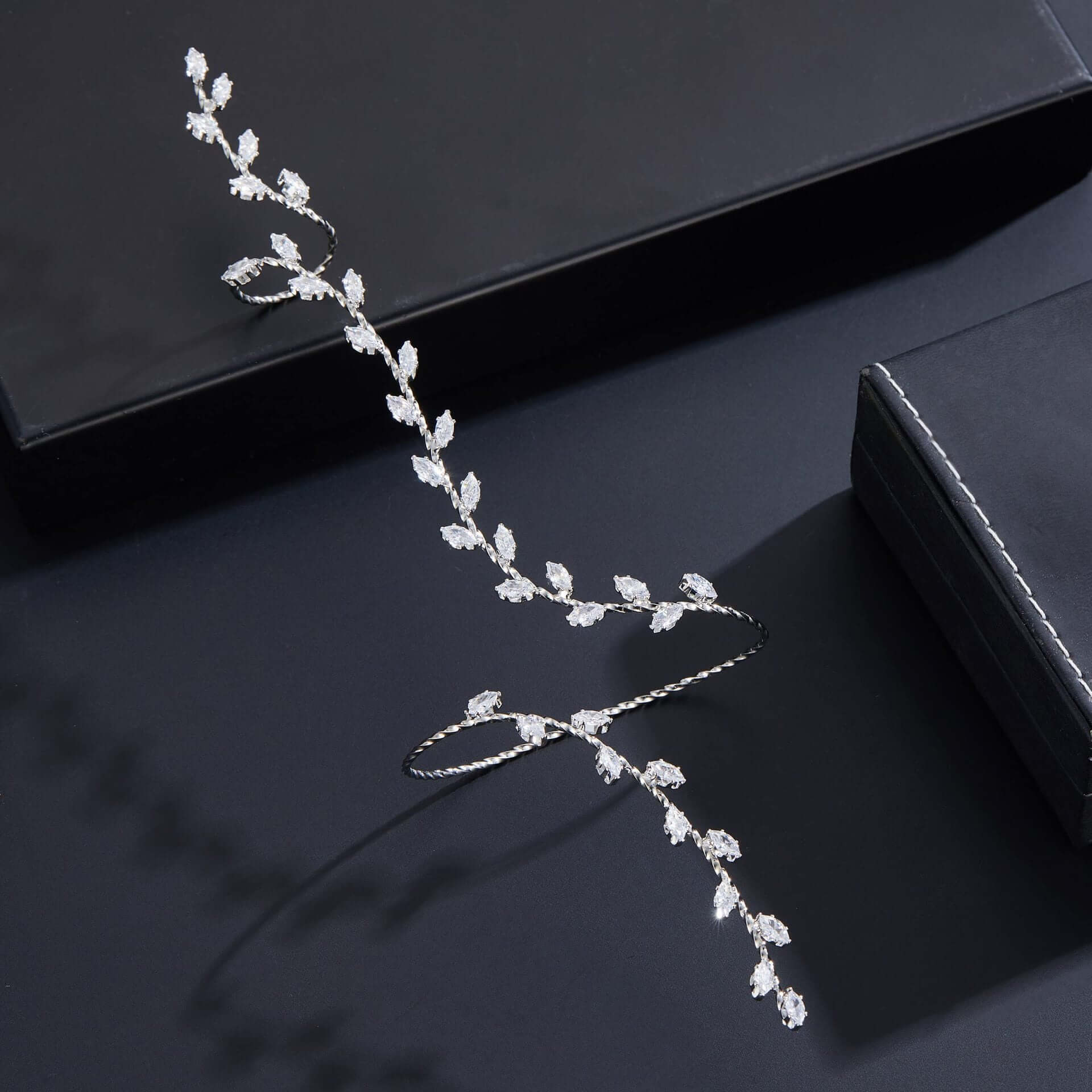 Olive Branch Leaf Bridal Hand Cuff Bracelet