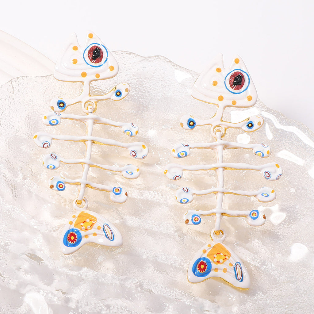 Chunky Fishbone Skeleton Earrings
