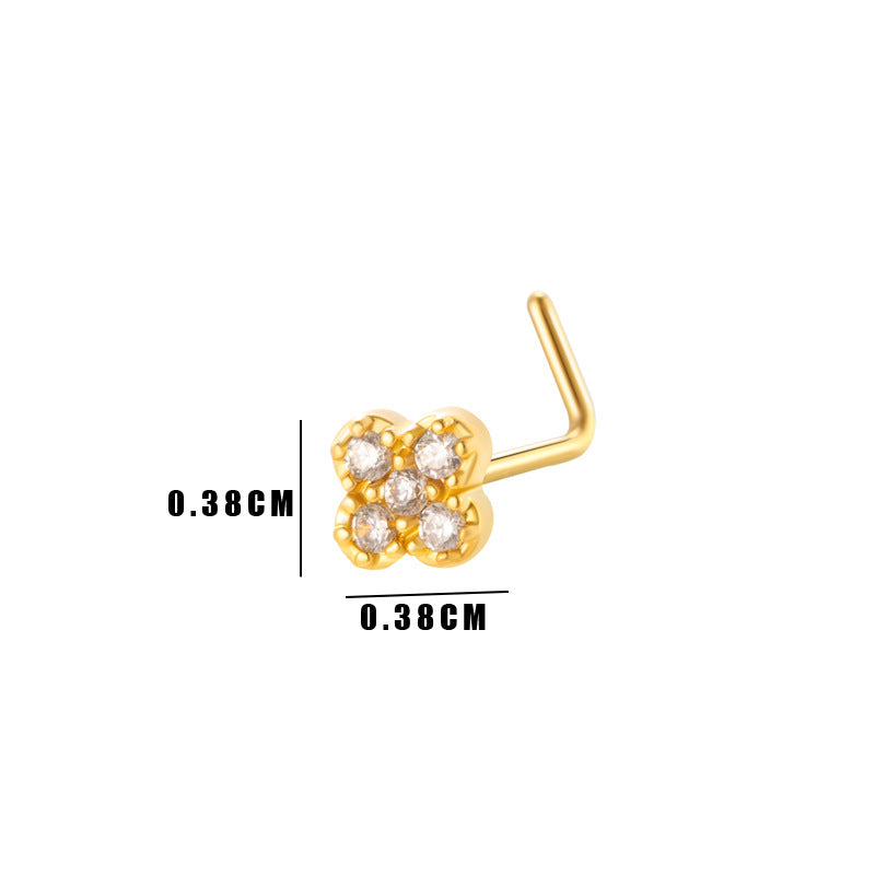 Little Bow Flower L Shape Nose Ring