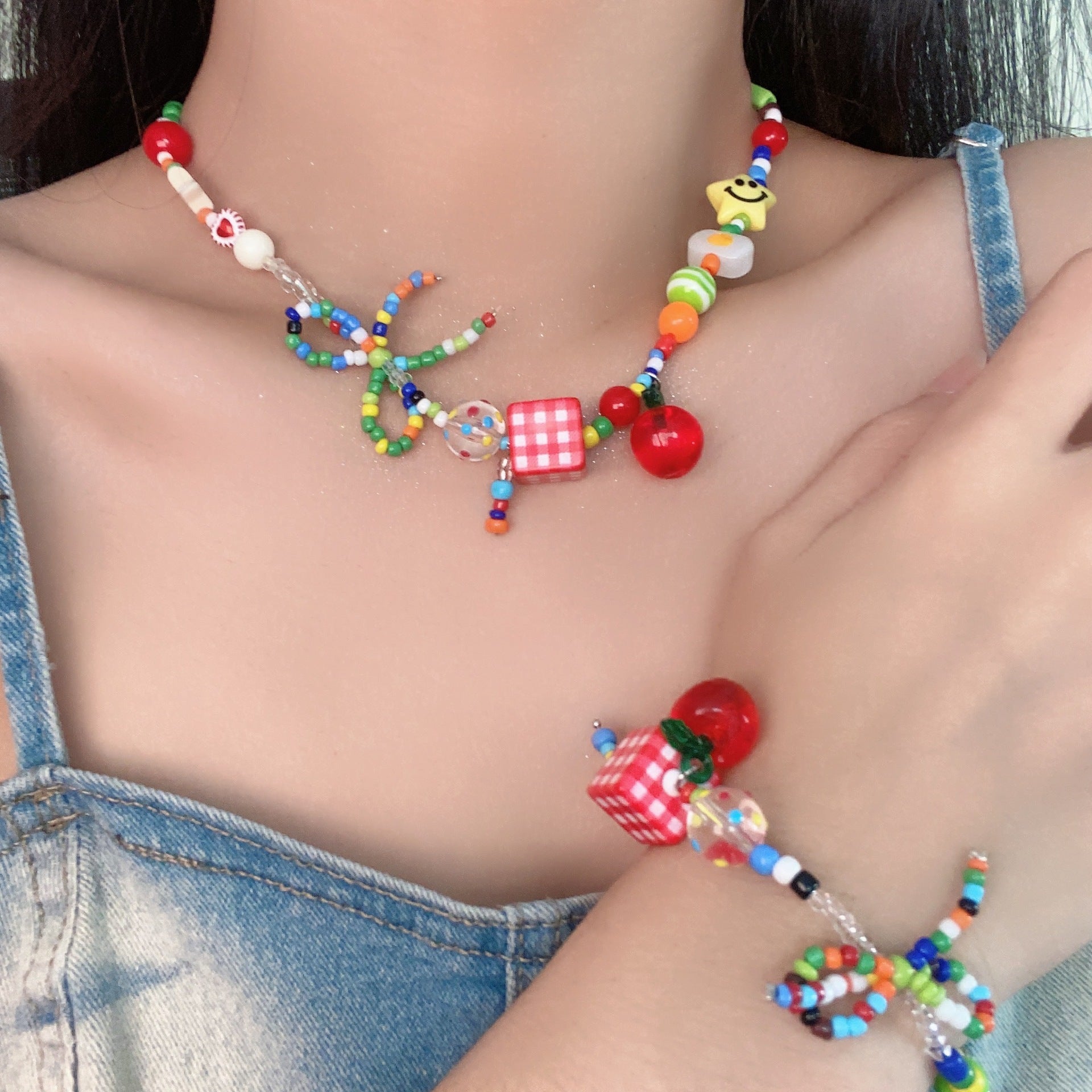 Carnival Y2K Mushroom Summer Boho Vibrant Bead Bracelet