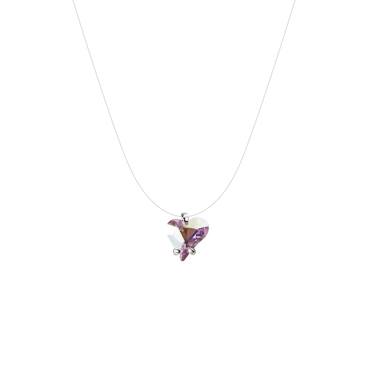 Gradient Heart Invisible Necklace and Earrings
