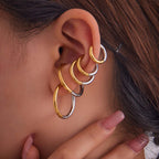 Duo Tones Basic Plain Thin Hoop Earrings