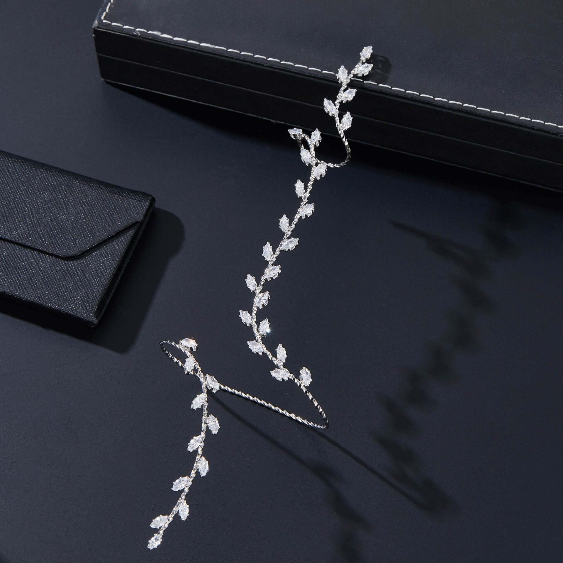 Olive Branch Leaf Bridal Hand Cuff Bracelet