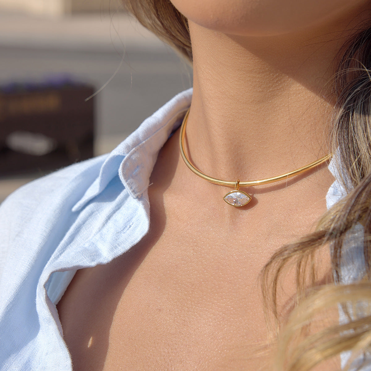 Gold Evil Eye Simple Choker