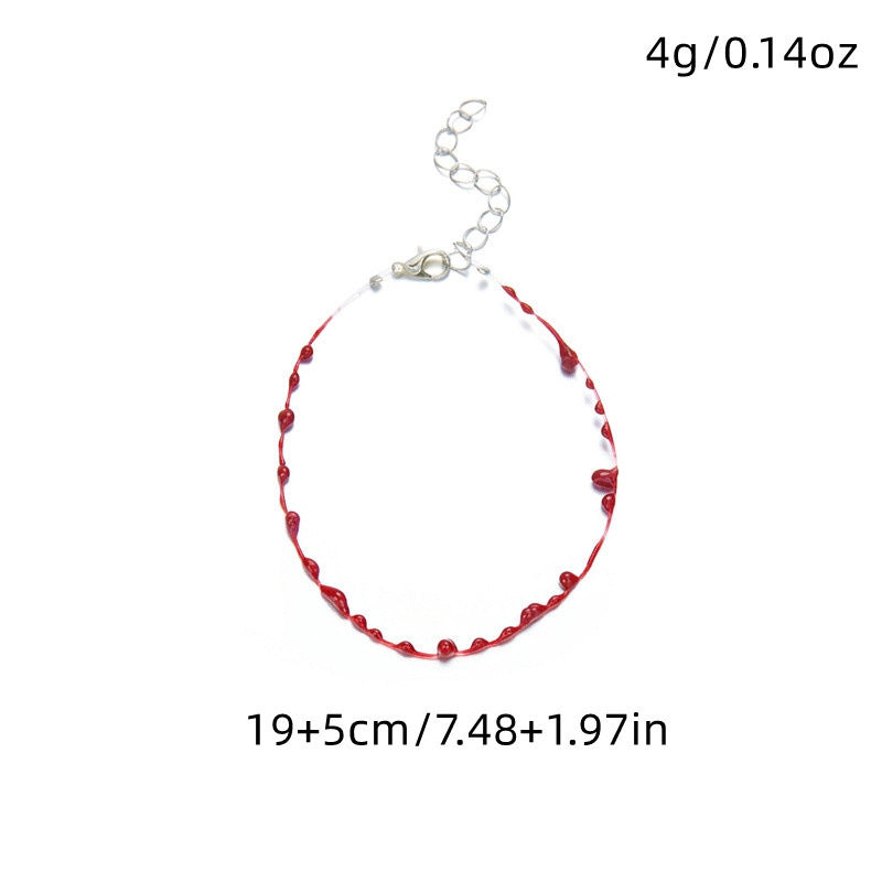 Crimson Veil Blood Drop Layered Necklace
