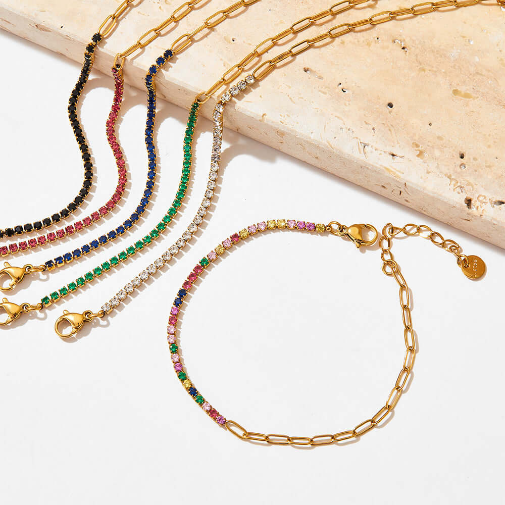 Half Eternity Paperclip Tennis Bracelet