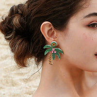 Summer Beach Palm Tree Fruits Earrings