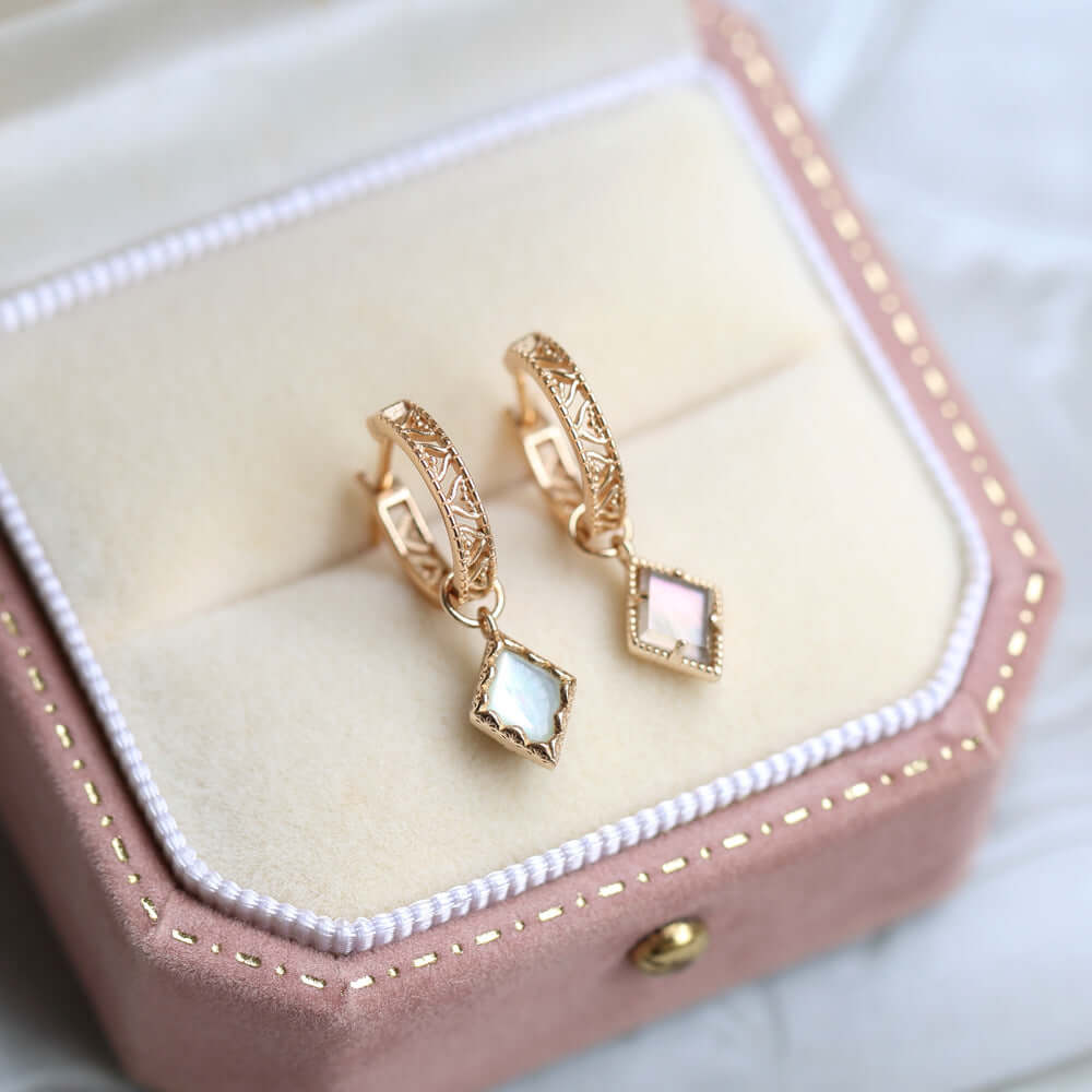 Mystery Celestial Brown Quartz Rhombus Drop Earrings | HE249