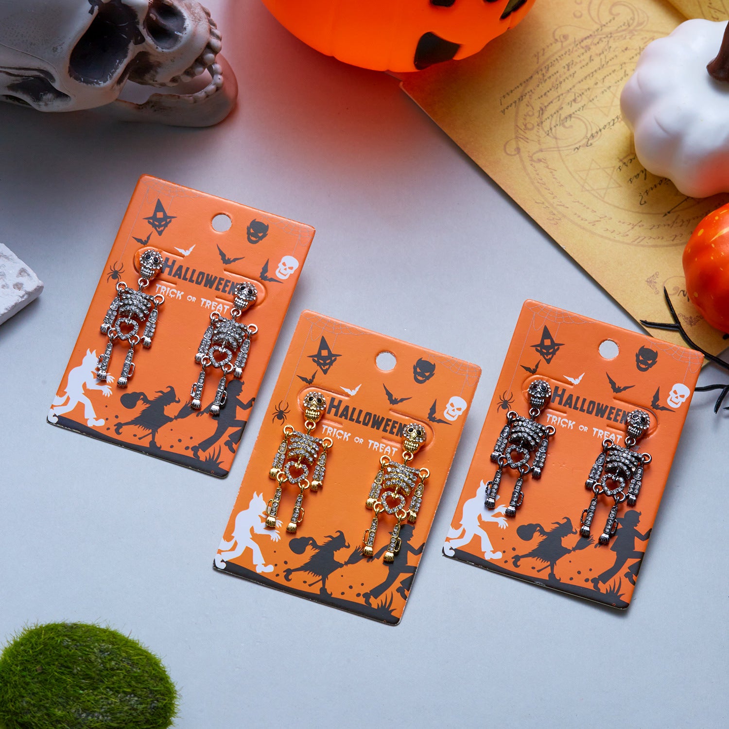 Neon Colorful Skeleton Ear Jacket Earrings