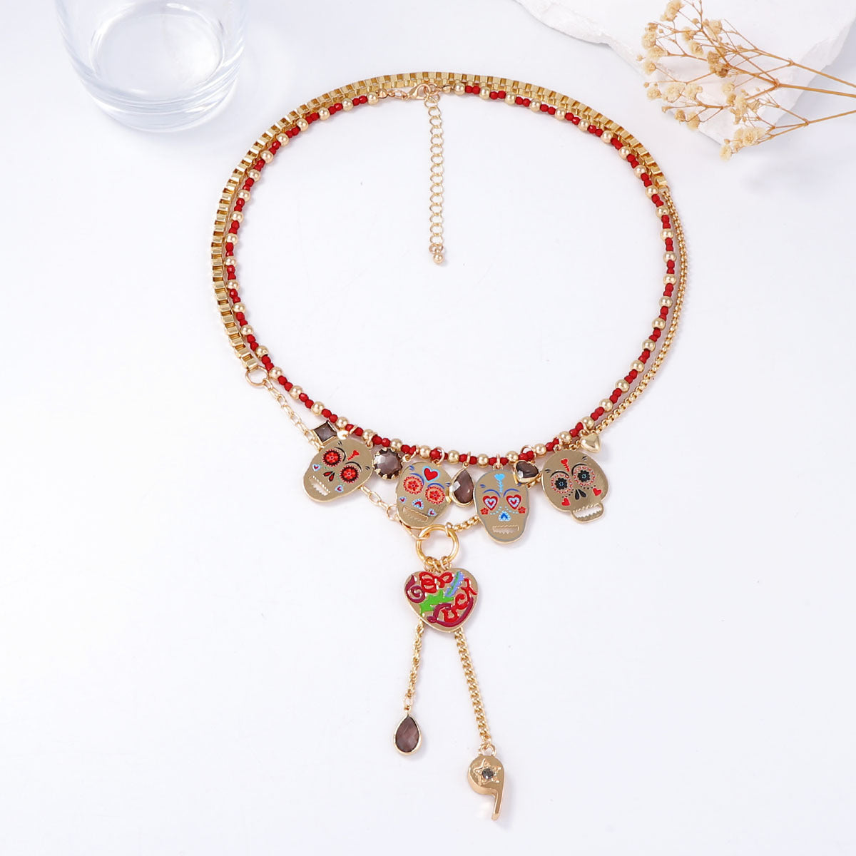 EDGY Halloween Skull Necklace Set