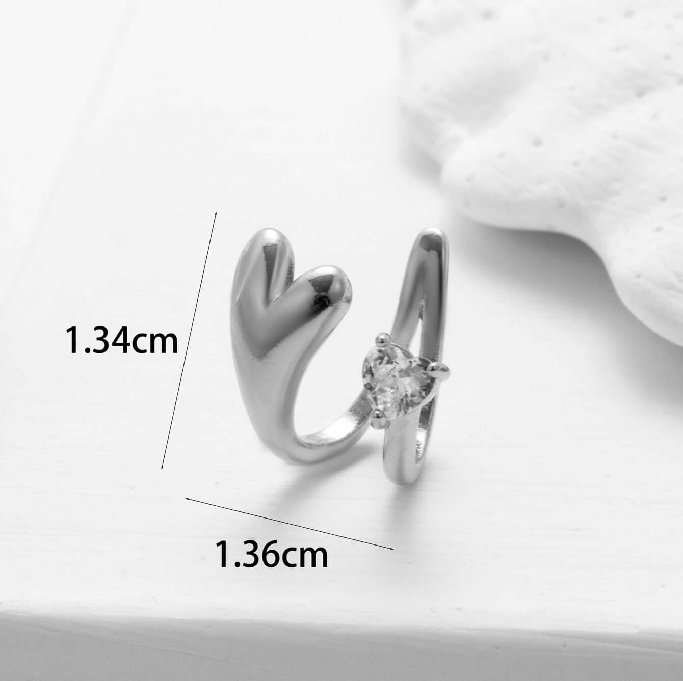 Ribbon Bow Heart Dangle Non-Pierced Ear Cuff Fake Earrings