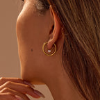 Heart in Circle French Gold Hoop Earrings