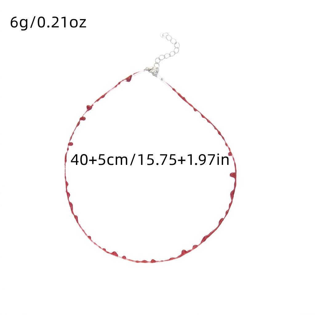Crimson Veil Blood Drop Layered Necklace