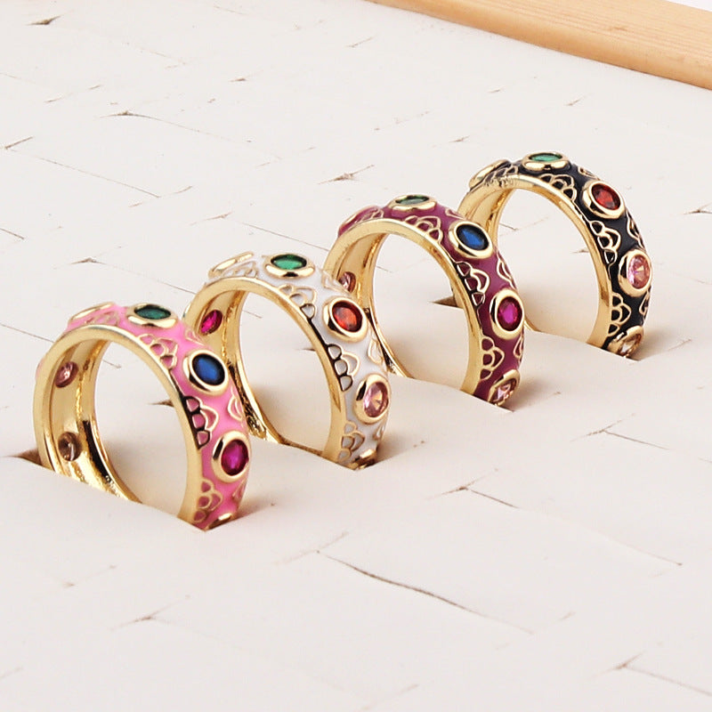 Evil Turkish Eye Bohemian Enamel Thumb Ring | HR910