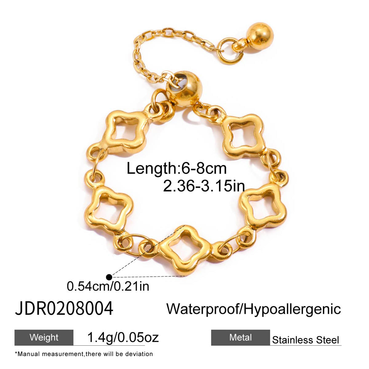 Unique Solid Heart Chain Ring