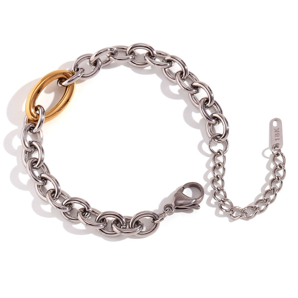 Edgy Chunky Two Tone Paperclip Chain Bracelet