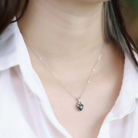 Moss Agate Heart Pendant