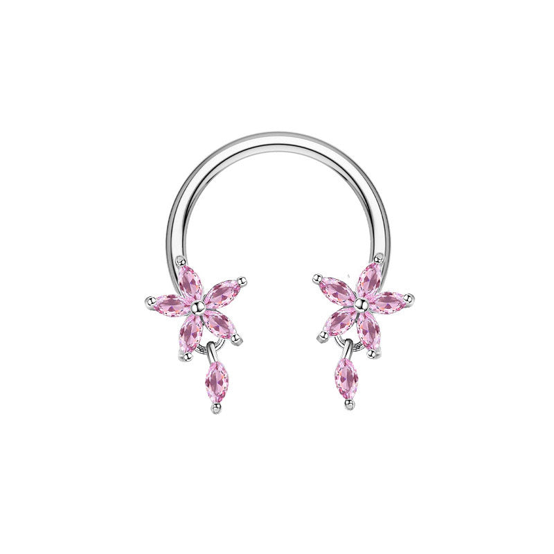 Butterfly Dangle Horseshoe Circular Barbell
