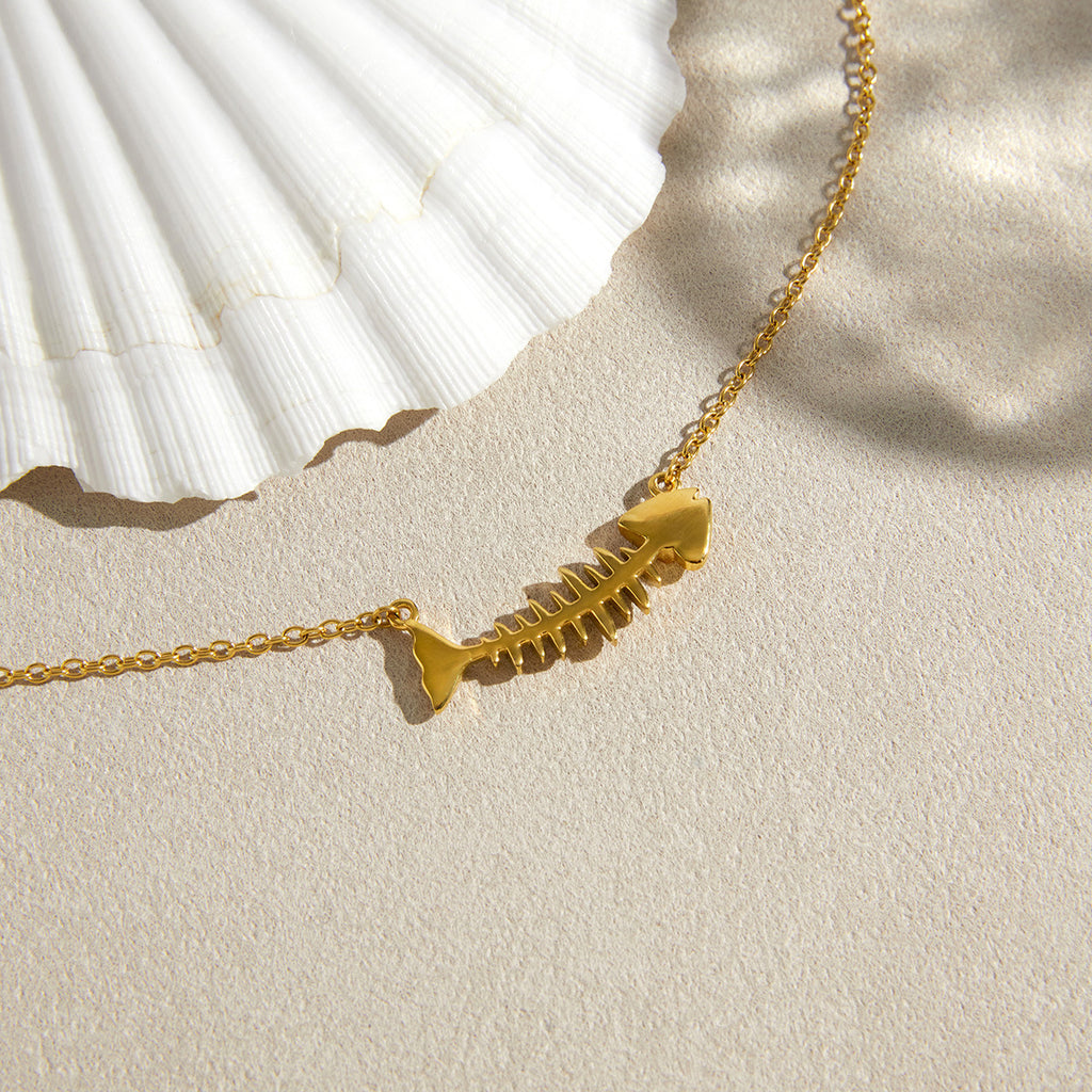 Y2K Gold Fishbone Necklace