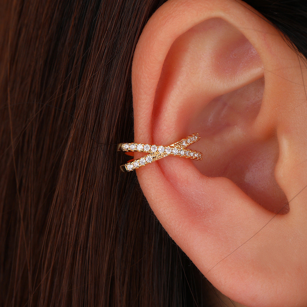 18K Gold Dainty Star No Piercing Conch Helix Ear Cuff Ear Clip 