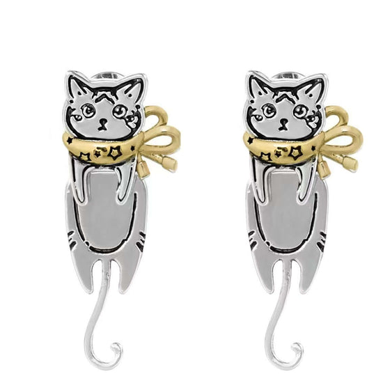 Cozy Laying Cat Small Hoop Earrings