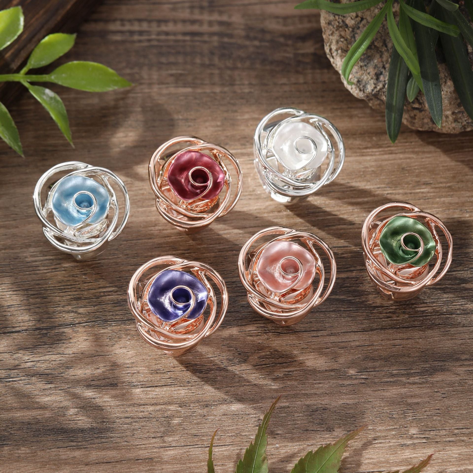 Hand-Painted Chunky Rose Ring