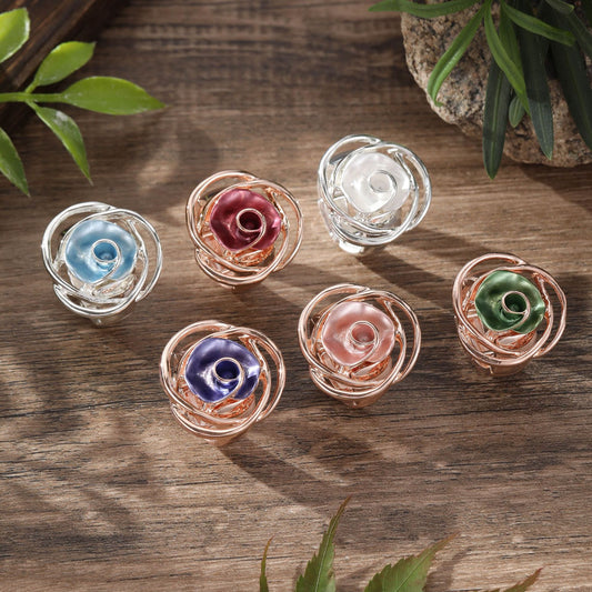 Hand-Painted Chunky Rose Ring