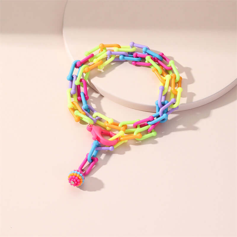 Summer Rainbow Paperclip Chain Anklets