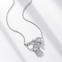 Ribbon Bow Moissanite Pendant Necklace