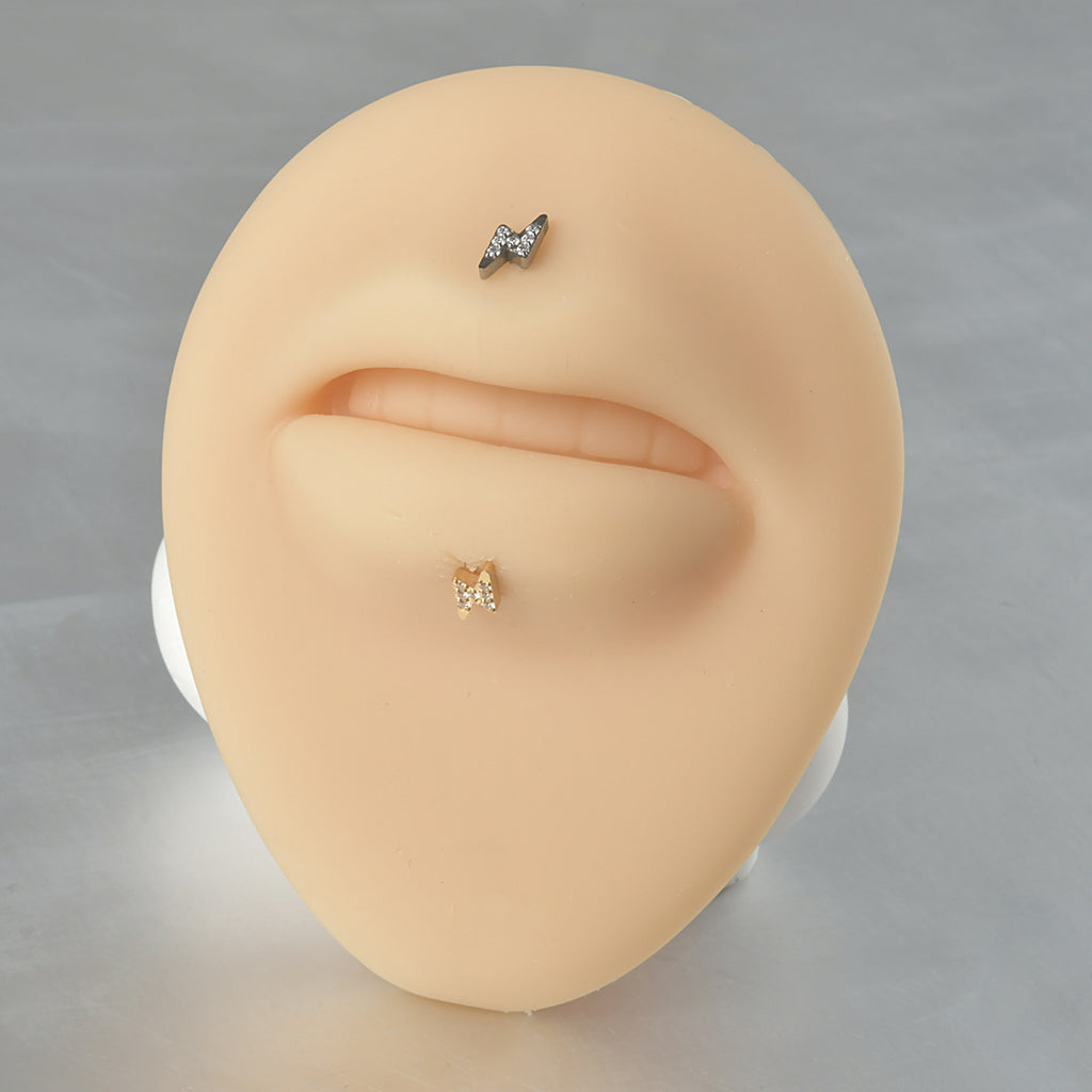 16G Thunder Bolt Push Pin Labret Lip Stud Piercings