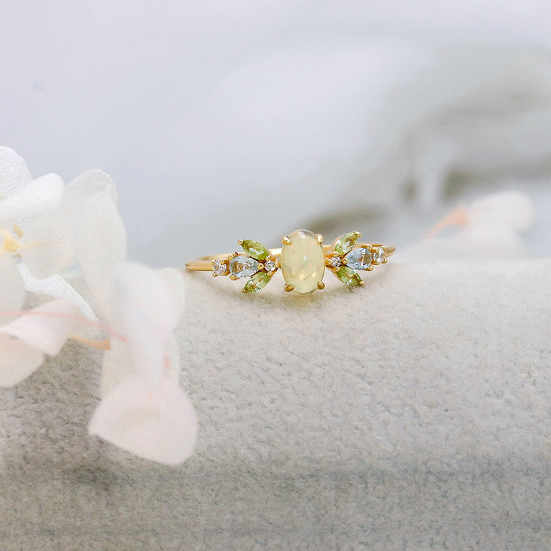 Nature Inspired Opal Peridot Ring