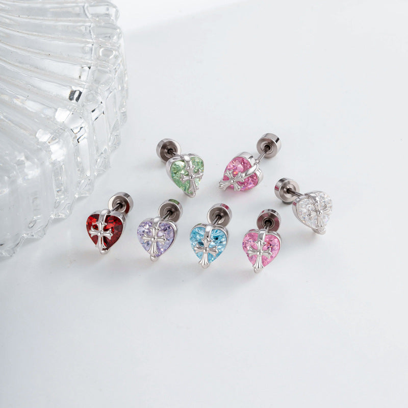 Cross Heart Flat Back Piercings